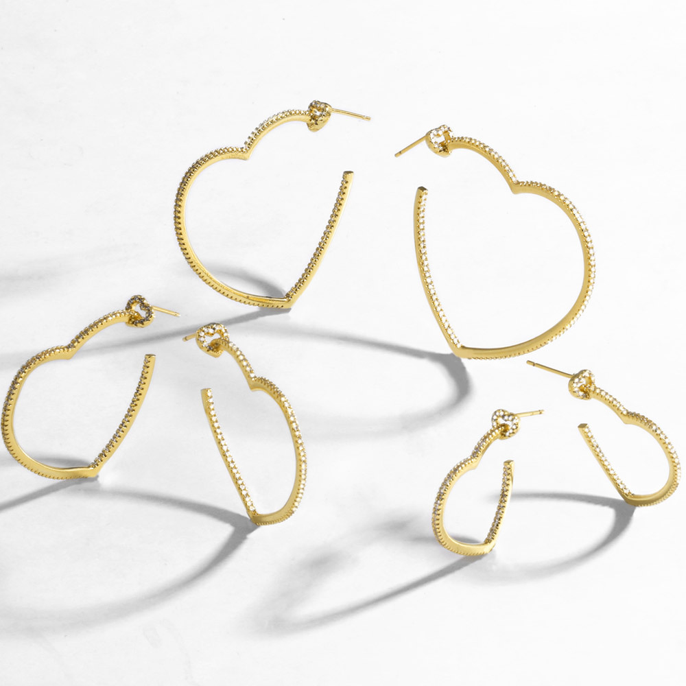 AS jewelry hot selling love heart shaped gold-plated earrings earrings earrings female erz24 earrings