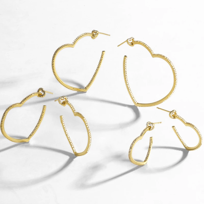 AS jewelry hot selling love heart shaped gold-plated earrings earrings earrings female erz24 earrings