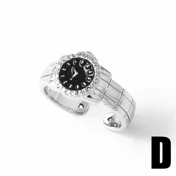 AS jewelry European and American inlaid zircon copper plated real gold watch ring female style open ring rij80