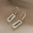 European and American retro high-end square zircon earrings temperament niche design earrings Internet celebrity earrings