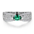 Hot emerald tourmaline ring wheat ear hollow ribbon female niche design small row diamond ring