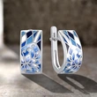 New style earrings for women, blue and white porcelain, smudged oil painting, small fresh new Chinese style jewelry