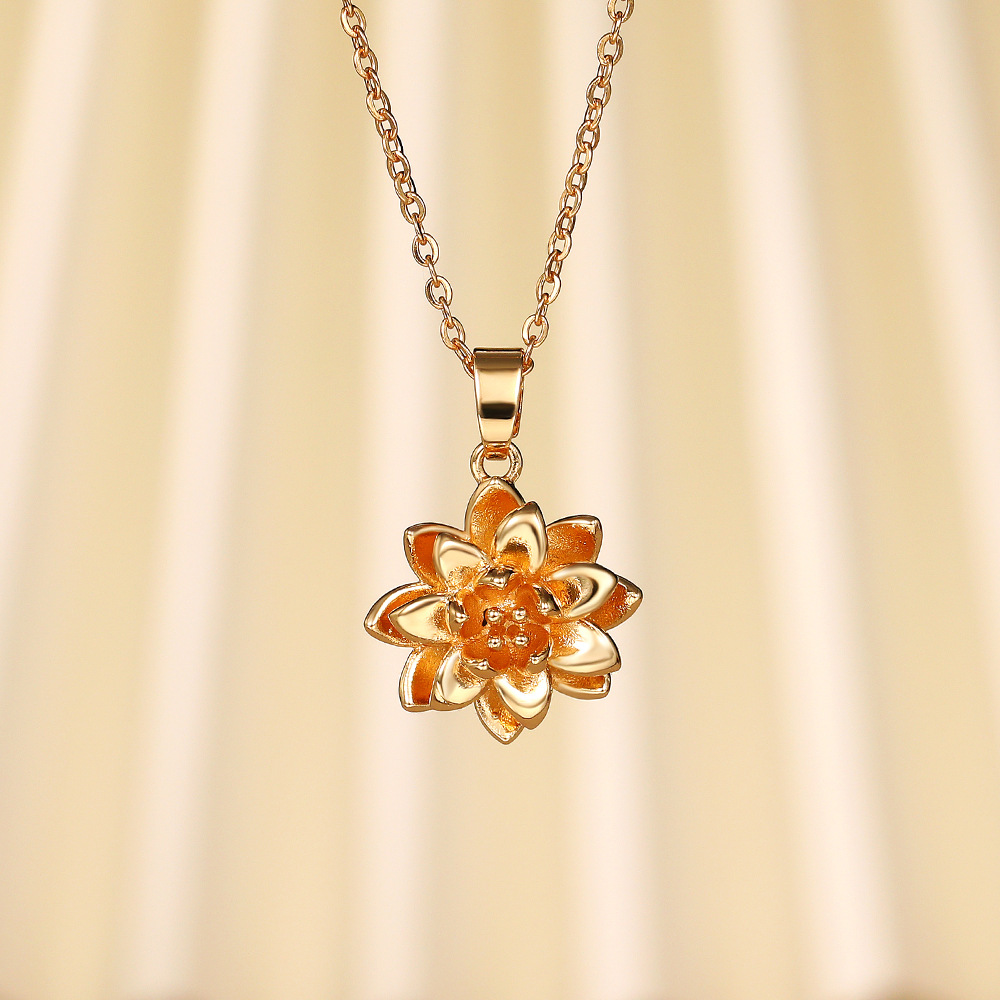   Hot selling new fashion and atmospheric lotus shape pendant personality all-match girls clavicle necklace