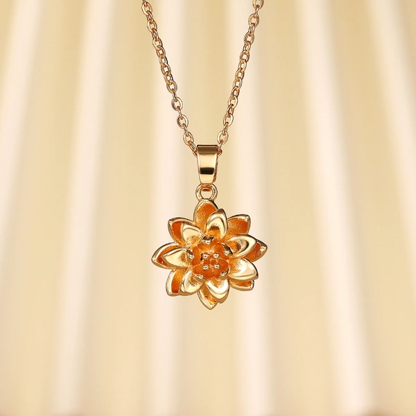   Hot selling new fashion and atmospheric lotus shape pendant personality all-match girls clavicle necklace