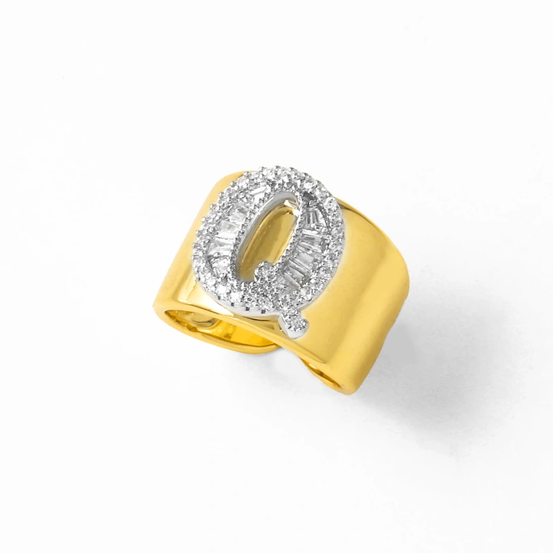 AS jewelry European and American hot-selling gold-plated glossy white K26 English letter ring ring rir75 ring