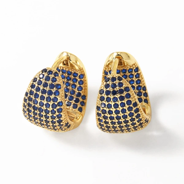 AS jewelry hot selling colored zircon copper plated real gold irregular earrings ear buckle female era090