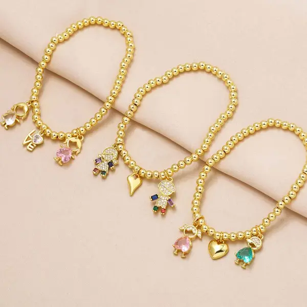 AS jewelry boys and girls pendant bracelet gold-plated inlaid heart-shaped zircon hand jewelry bra11