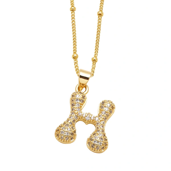 AS jewelry European and American new 26 English letters pendant necklace copper plated 18k gold clavicle chain nkb327