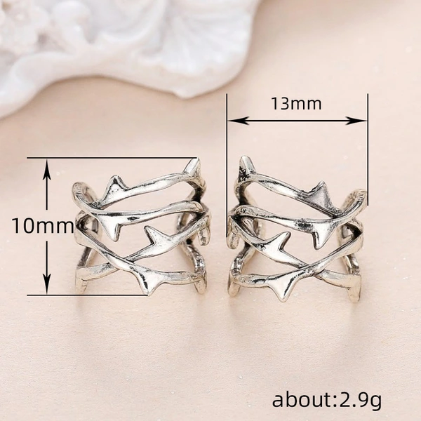Cold style hollow thorn ear clip ring European and American punk style set without ear holes unique jewelry