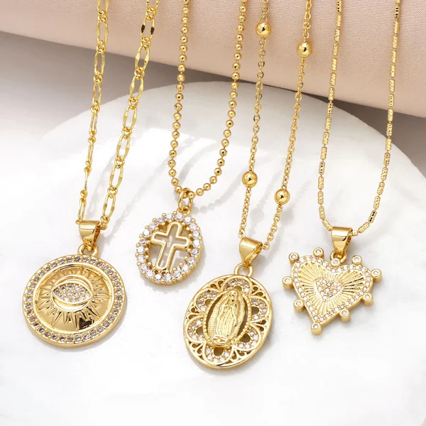 AS jewelry love cross pendant necklace gold-plated zircon inlaid Our Lady clavicle chain nkb101