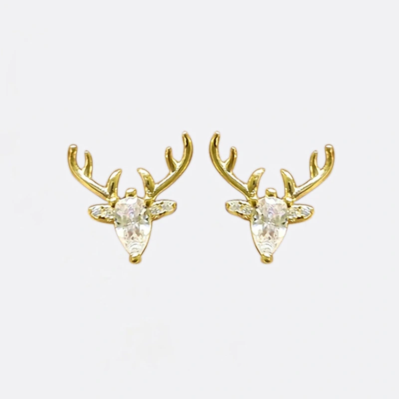  Cute inlaid geometric zircon deer earrings for women Christmas fashion earrings exquisite matching earrings