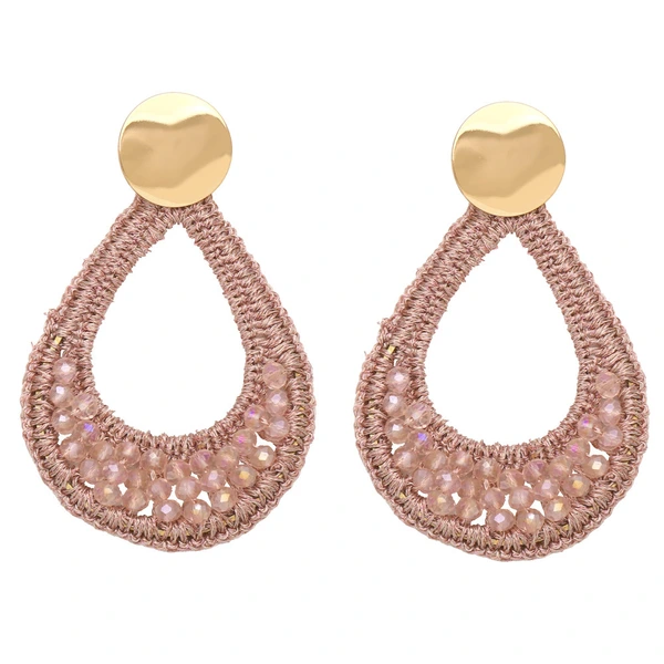 European and American retro rice bead water drop earrings ethnic style geometric earrings Bohemian handmade earrings female era198