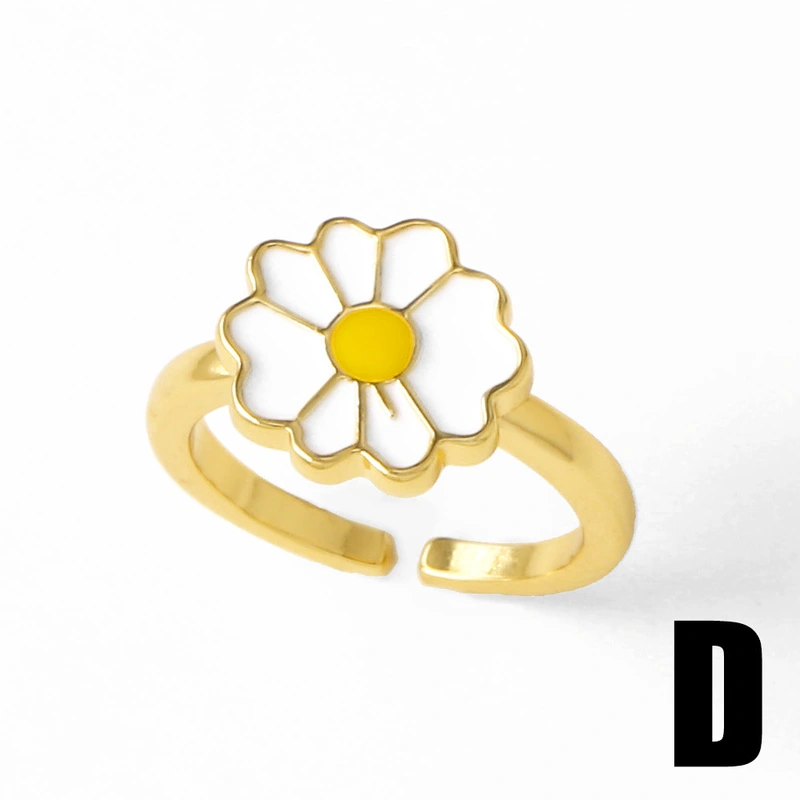 AS jewelry new hot selling chrysanthemum ring female copper plated 18k gold love heart shaped zircon ring rin64