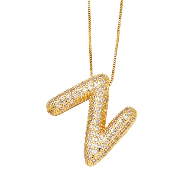 AS jewelry new hot selling writing full zirconium 26 English letters pendant necklace clavicle chain nkz14