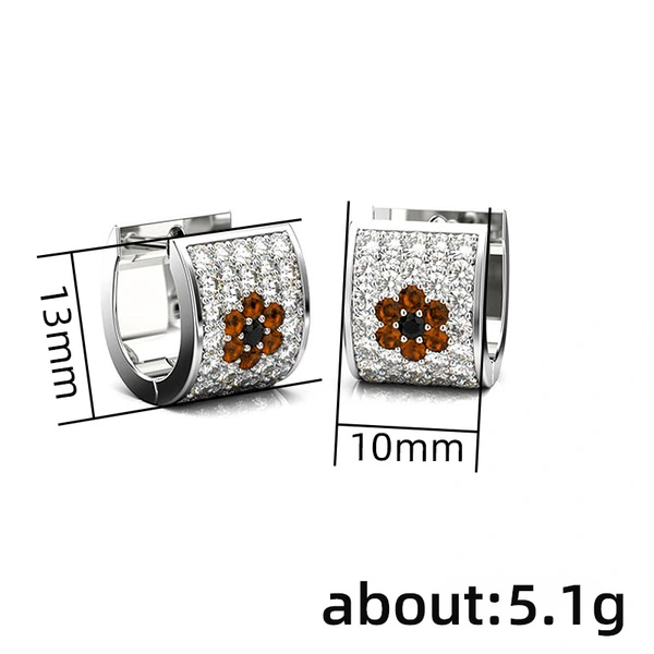 Korean style new flower earrings zircon earrings women's full diamond flower earrings popular jewelry