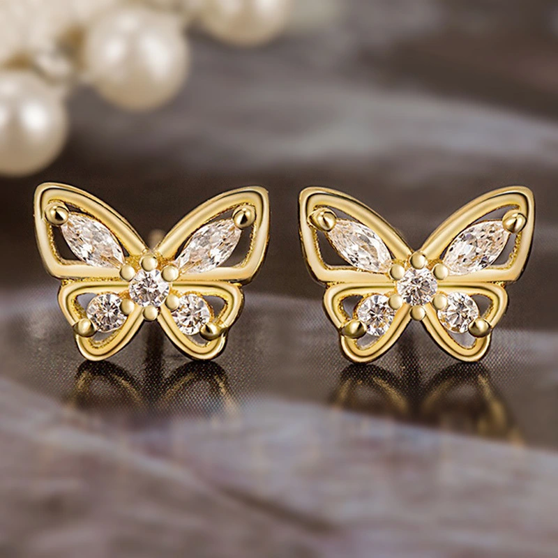  Korean style ladies simple butterfly earrings for women daily wear sweet jewelry elegant popular jewelry