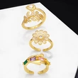 Clearance flower ring women's trendy internet celebrity cool style design zircon ring retro pinky ring wholesale rip95