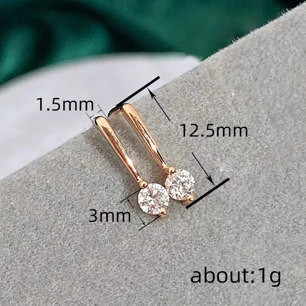 European and Korean simple inlaid zircon earrings daily matching minimalist small earrings fashionable popular women