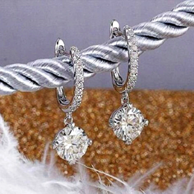 Popular European and American earrings, fashionable OL super shiny full diamond crystal earrings, micro-inlaid zircon women's earrings and ear hooks