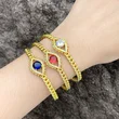 Hot selling fashion devil eye bracelet 18K gold plated open hand jewelry European and American zircon bracelet female brj73