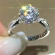  Classic and noble six-claw micro-inlaid women's ring simulation wedding ring wedding jewelry fashion light luxury women's ring
