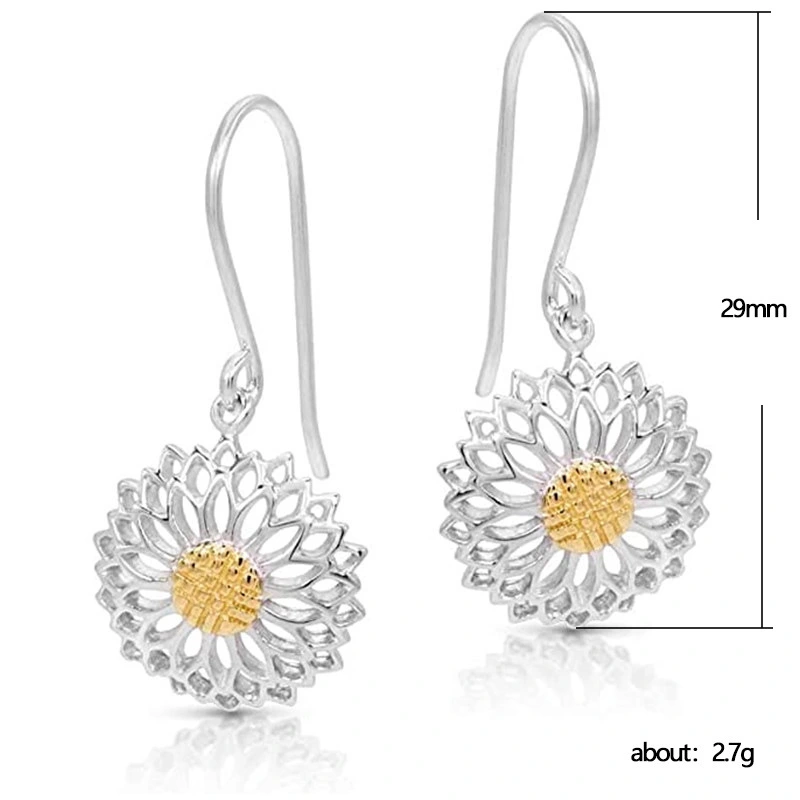  Korean Dongdaemun earrings French hollow two-color daisy earrings retro high-end ladies earrings