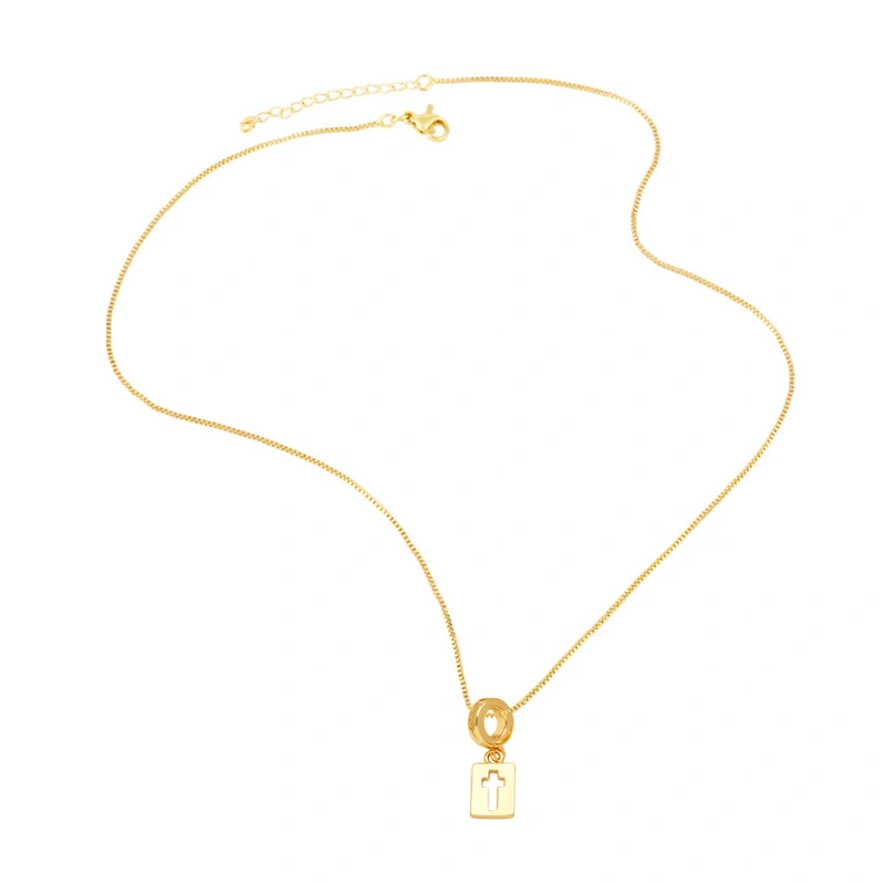 AS jewelry hot selling elephant cross fe necklace female copper plated 18k gold clavicle chain nks97