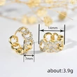 Metal hollow micro-inlaid zircon earrings with shiny ring buckle design, personalized jewelry, fashionable and light luxury jewelry