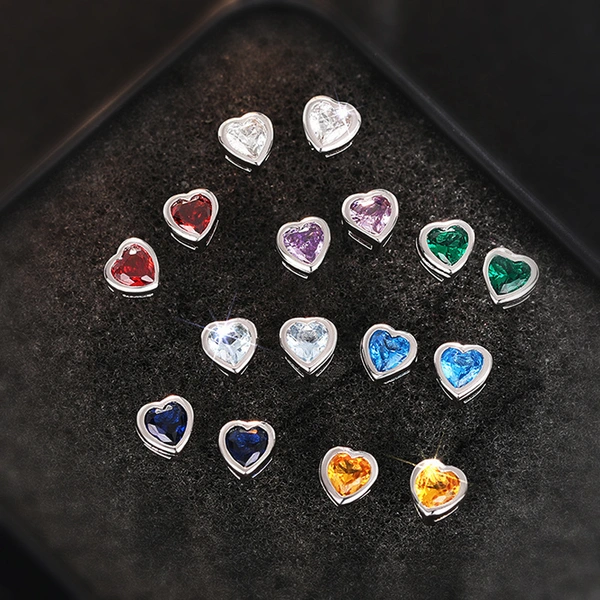 Cao factory wholesale attendance colorful love earrings exquisite small sweet peach heart design fashionable daily style