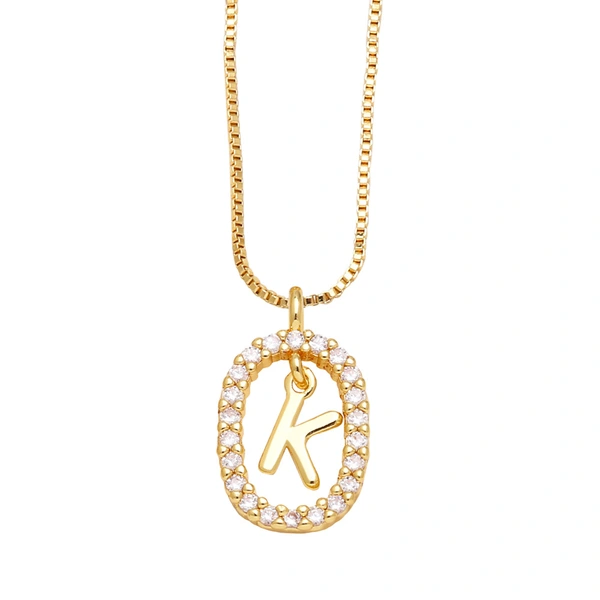 AS jewelry new style inlaid zircon 26 English letters necklace female gold-plated clavicle chain nka019