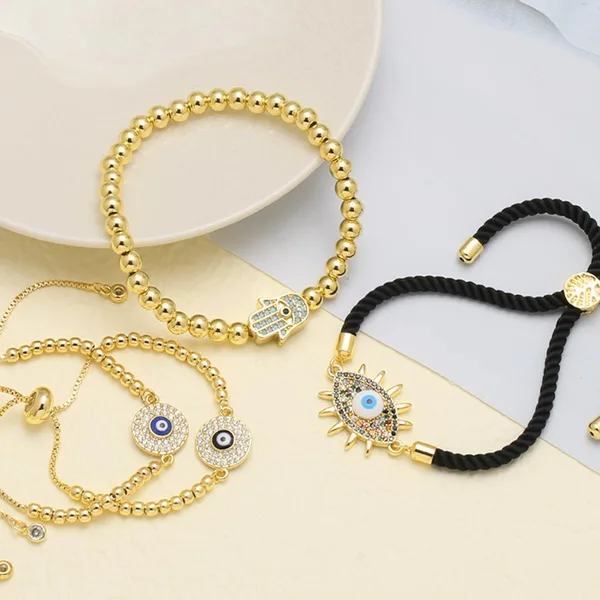 AS jewelry European and American Bohemian blue eye bracelet female gold-plated zircon palm jewelry brj12