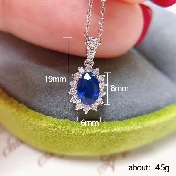 New vintage four-claw sapphire zircon pendant necklace wedding anniversary gift