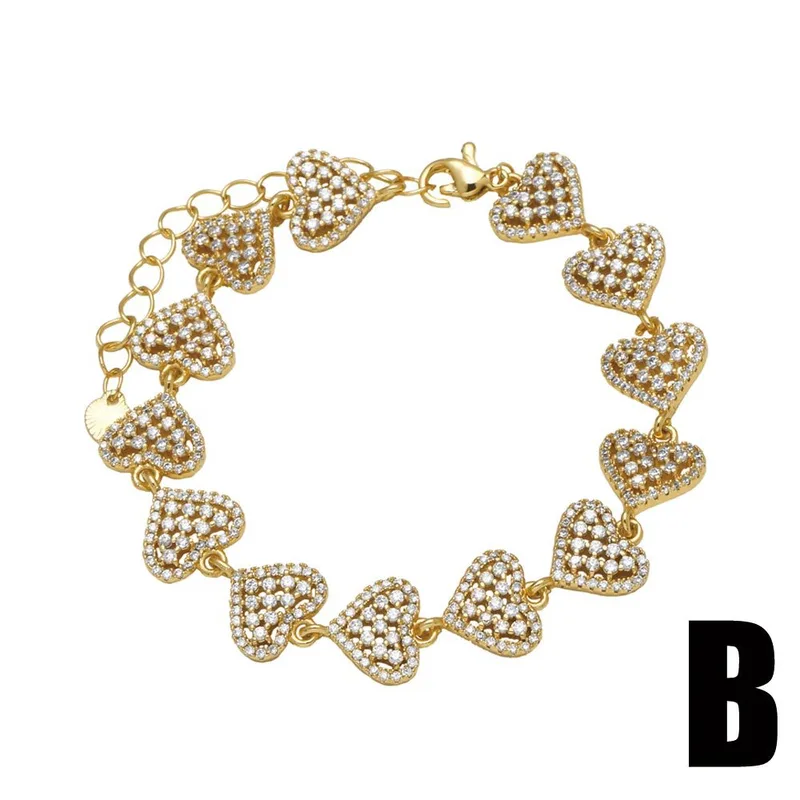AS jewelry Europe and the United States hot selling love heart bracelet gold-plated full zircon high-end star hand jewelry brg22