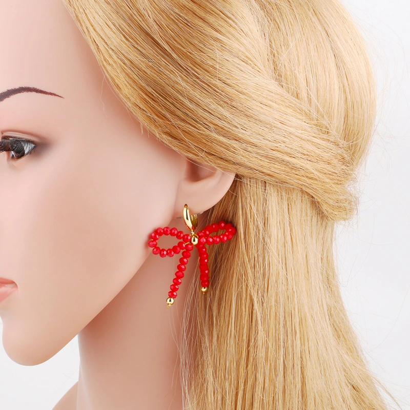 New color rice bead earrings for women European and American simple fashion gold-plated bow earrings earrings era217