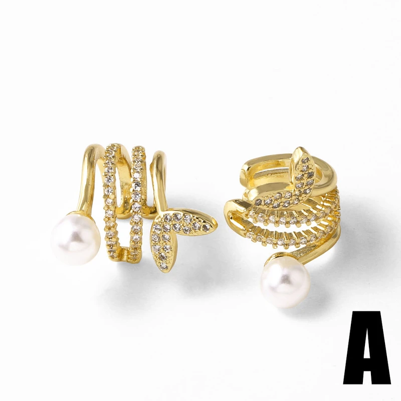 AS jewelry Europe and the United States hot selling double-layer pearl inlaid zircon copper plated 18k gold earrings ear clip earrings era188