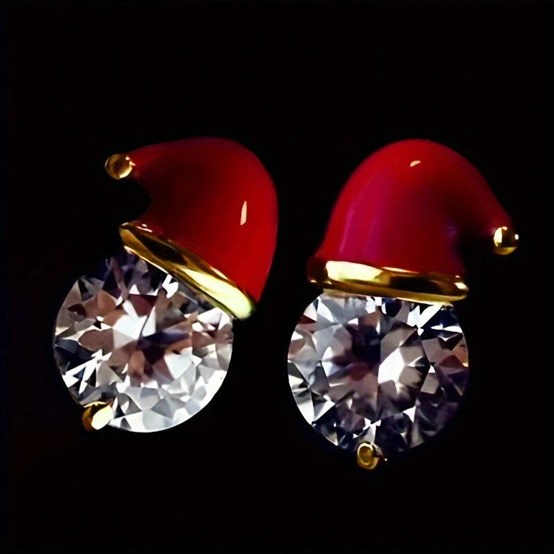 New Christmas earrings for autumn and winter Christmas simple earrings cute style Christmas hat earrings