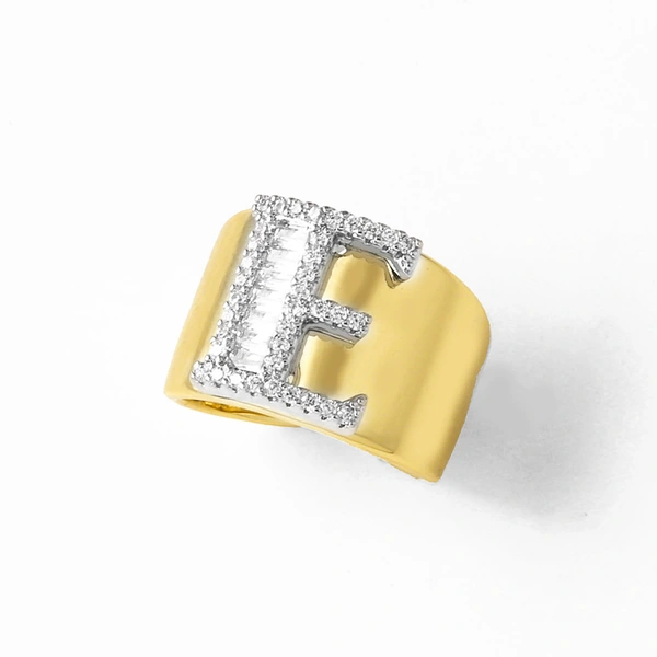 AS jewelry European and American hot-selling gold-plated glossy white K26 English letter ring ring rir75 ring