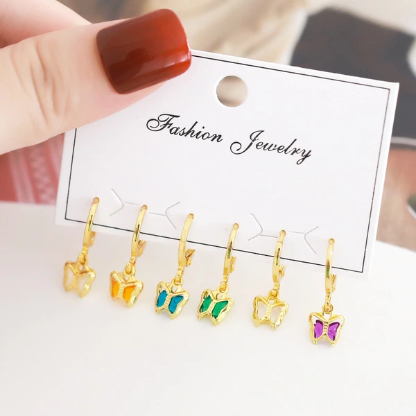 Clearance new earrings set European and American fashion temperament butterfly earrings six-piece earrings era136