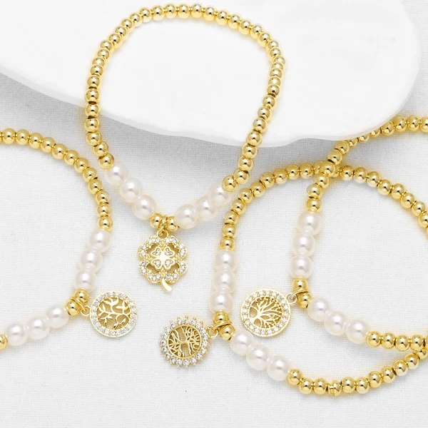 AS jewelry hot selling pearl bracelet zircon tree of life pendant bracelet hand jewelry female bra48