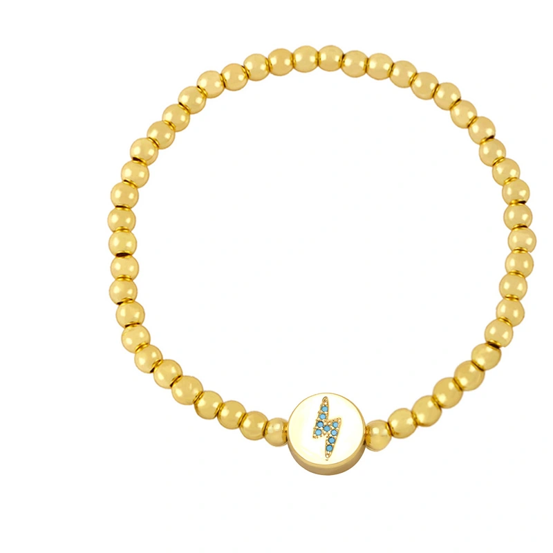 Clearance European and American creative diamond lightning bracelet women's simple gold-plated copper beaded elastic bracelet brh22