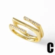 AS jewelry hot selling full zircon U-shaped love ring female gold-plated open ring rim98