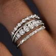 European and American light luxury high-end geometric ring women's shiny fashion ring four-piece set engagement wedding jewelry