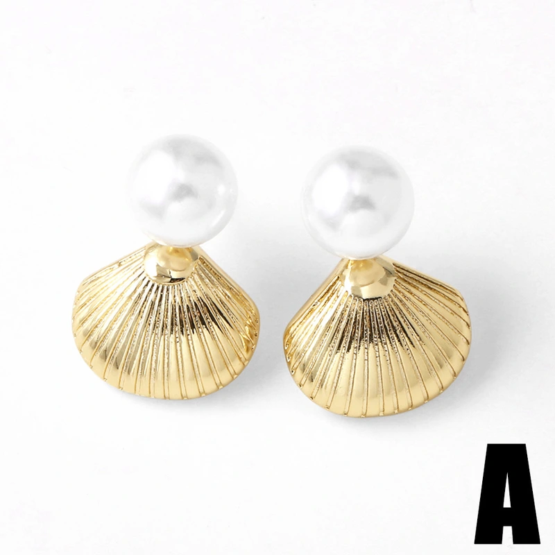 AS jewelry inlaid pearl shell copper plated 18k gold earrings earrings earrings female era235