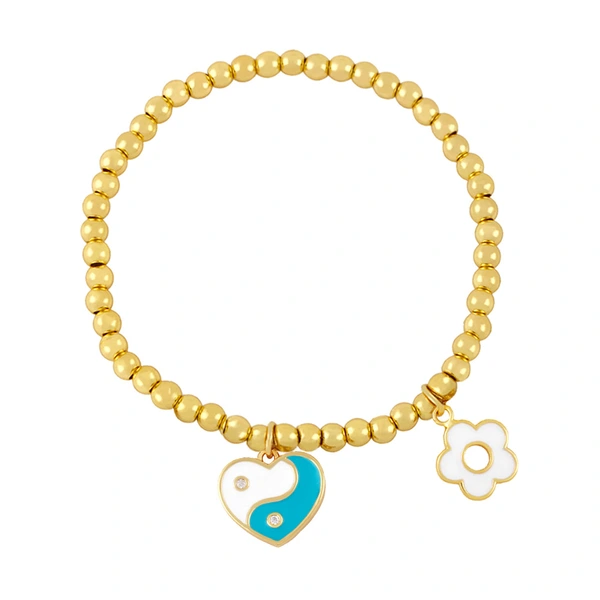 Clearance jewelry 18K gold plated devil eye bracelet European and American flower heart bracelet hand jewelry bre33