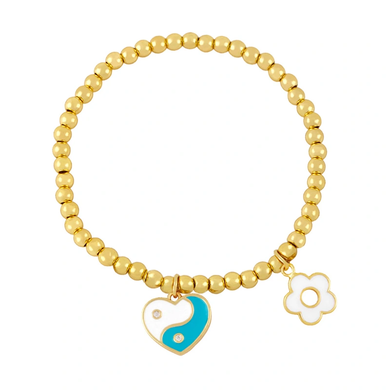 Clearance jewelry 18K gold plated devil eye bracelet European and American flower heart bracelet hand jewelry bre33