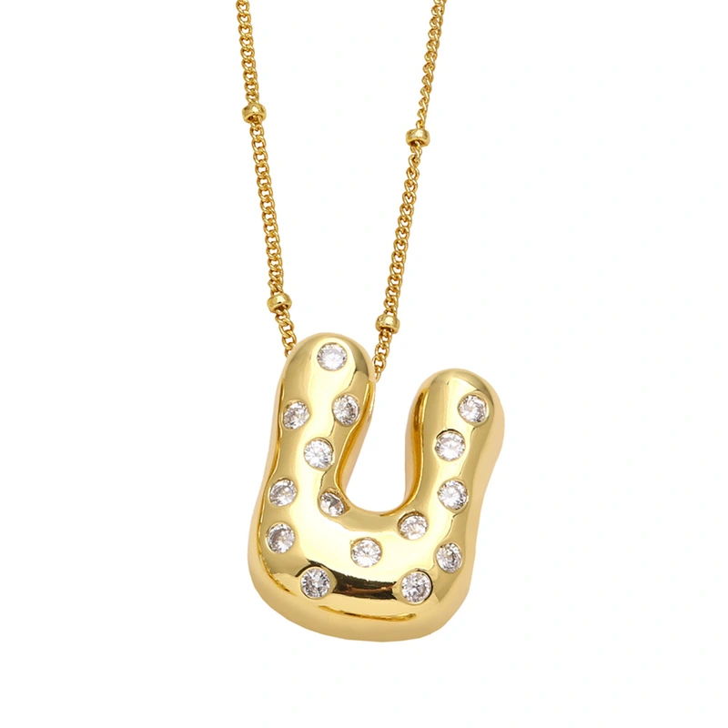 AS jewelry new fat 26 English letters pendant necklace gold-plated zircon clavicle chain nkq97