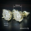 Fully inlaid zircon earrings popular hip-hop four-claw round earrings simple commuting all-match female earrings