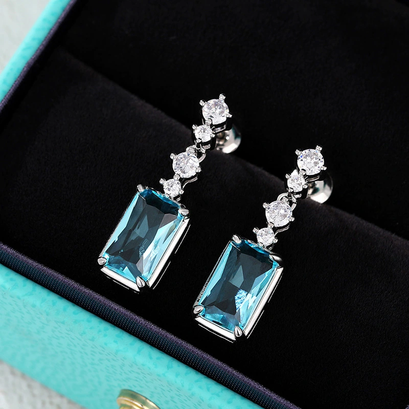 New European and American earrings, rectangular, high-end, elegant earrings, best-selling, medium-length women's earrings