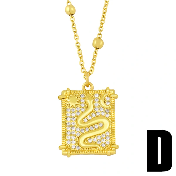 Hip-hop accessories European and American inlaid colored zircon tarot pendant necklace clavicle chain nkv78