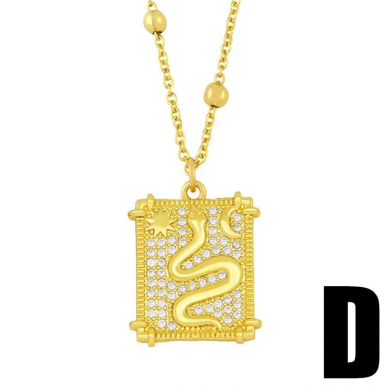 Hip-hop accessories European and American inlaid colored zircon tarot pendant necklace clavicle chain nkv78